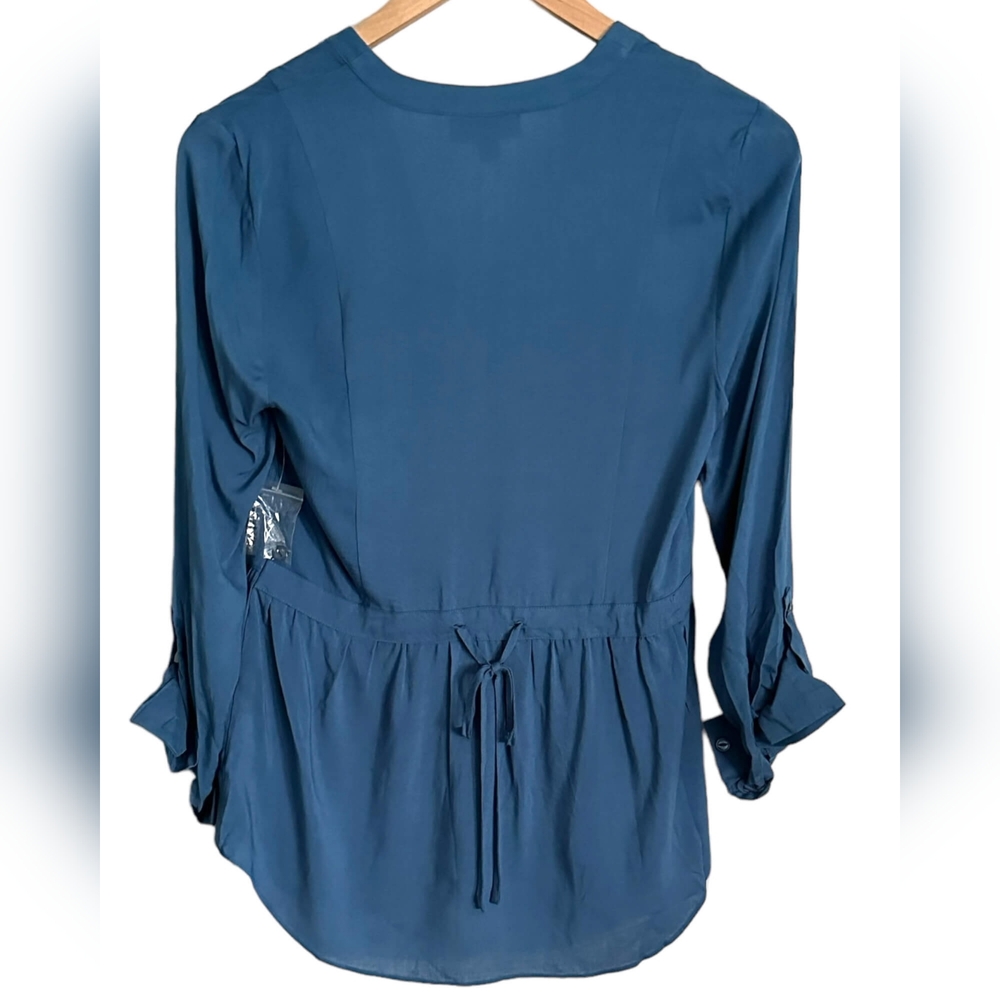 ModCloth Slate Blue Button-Front Blouse - Picture 4 of 5